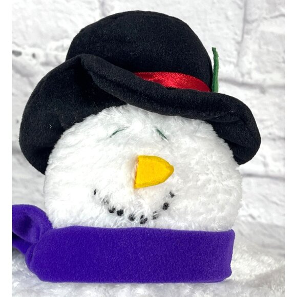 Christmas Holiday 3D Frosty Snowman Plush Pillow Snow Winter White Black Hat VTG - Picture 6 of 14